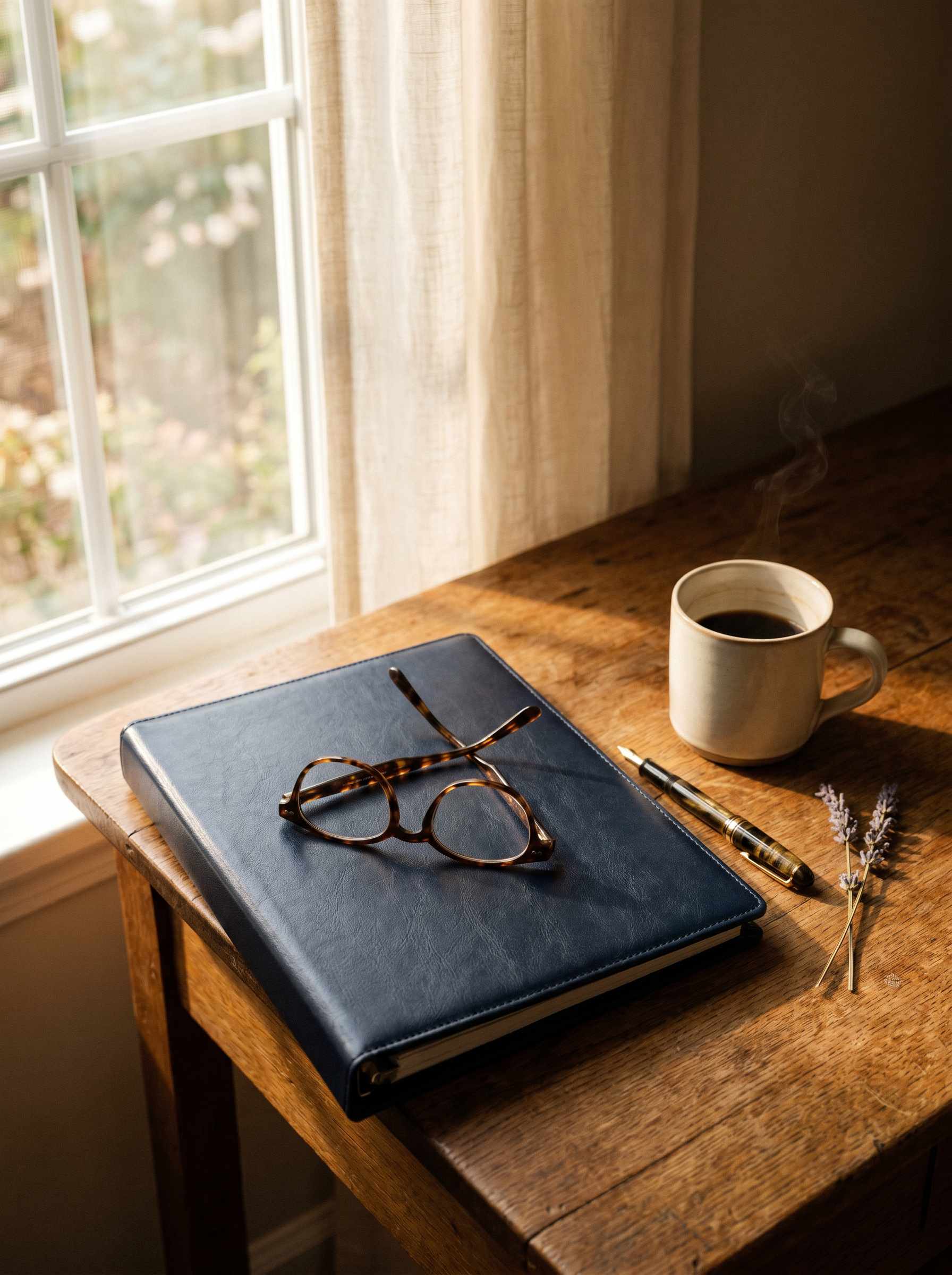 The Elder Care Playbook binder on a wooden desk in soft natural light